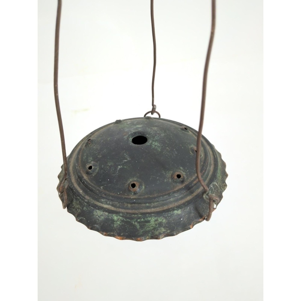 Vintage S.M. Shaly Hanging Oil Lamp Handcrafted Copper Jerusalem Mid Century